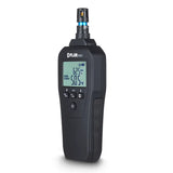 FLIR EM57 thermo-hygrometer showing a temperature and humidity reading, three-quarter view